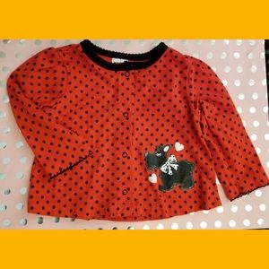 Baby Girl’s Red Polka Dot Scottish Terrier Shirt